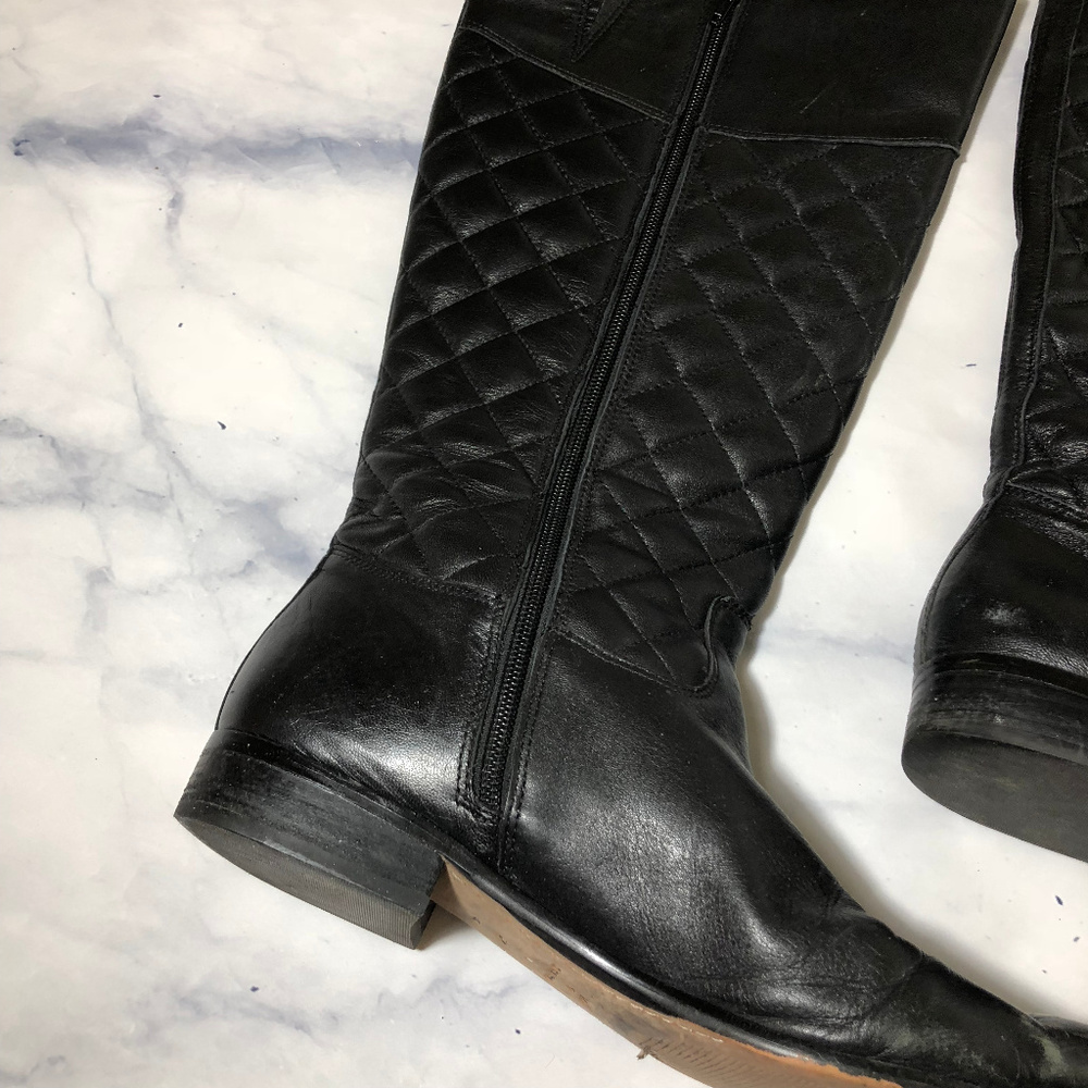 Corso Como Black Leather Quilted Riding Boots - Picture 2 of 8